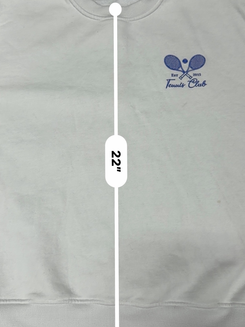 Tennis Club Graphic Crewneck Sweatshirt - White with Blue Print - Picture 14 of 15